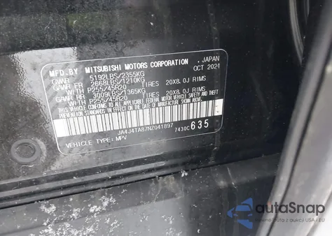 2022 Mitsubishi Outlander Es 2.5 S-Awc z USA, uszkodzony, nr VIN JA4J4TA87NZ041897